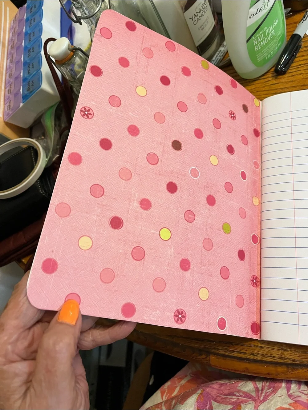 Floral Pink & Cream recovered composition notebook